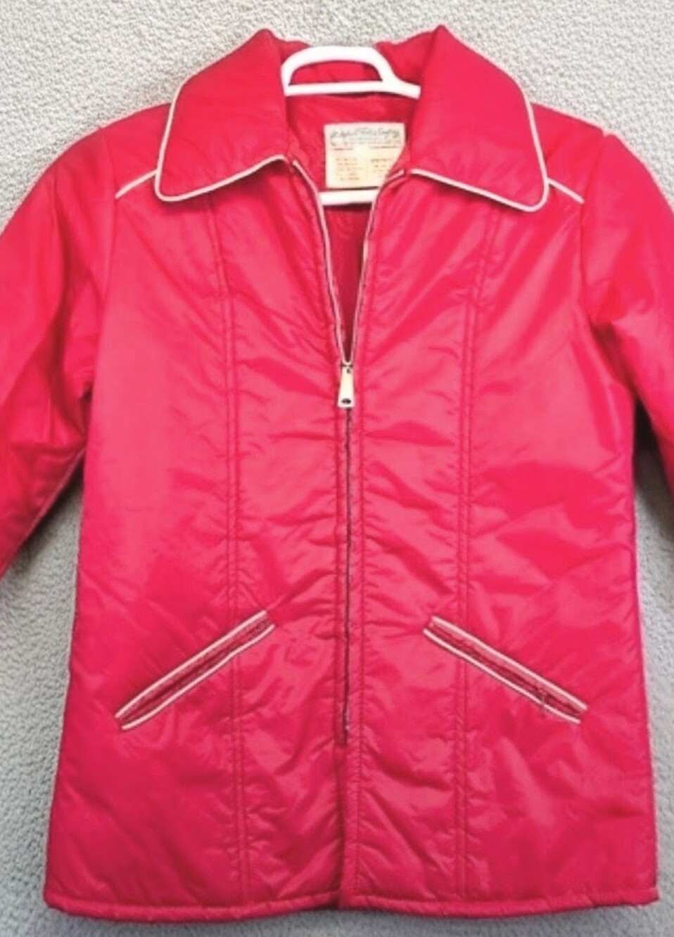 1970’s Classic Bright Red Ski Jacket with Contrast Piping - Women's